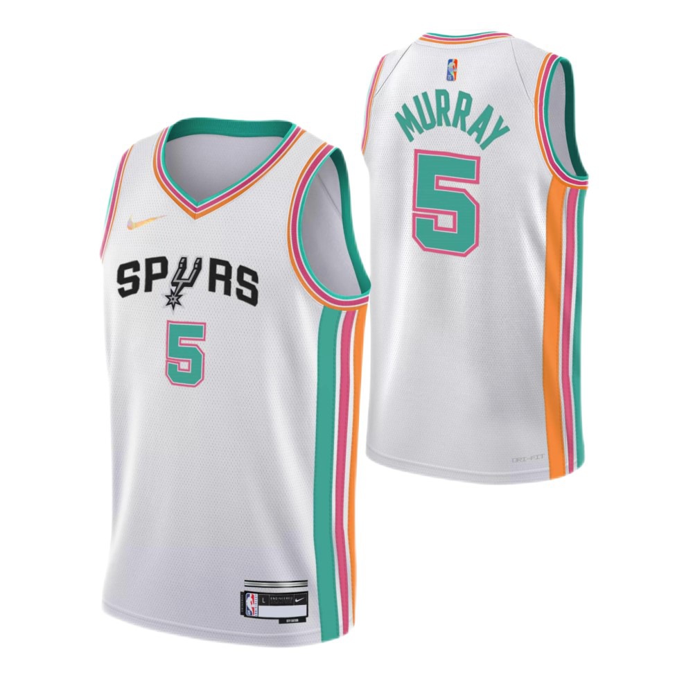Men's San Antonio Spurs Dejounte Murray #5 White 2021/22 Swingman Jersey - City Edition-Pro Kit Vault | Brand New 26/27 Sports Jerseys